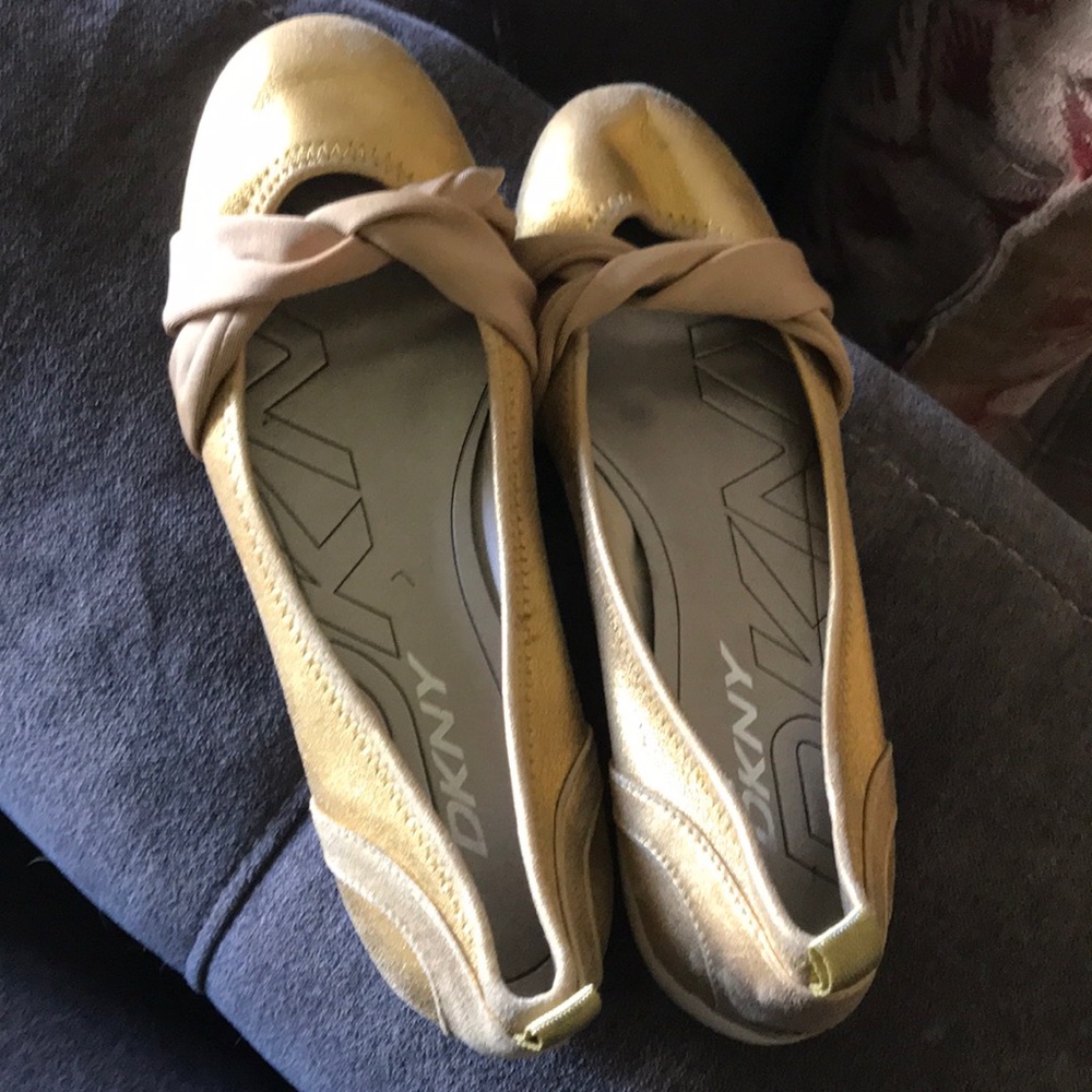 DKNY gold time slip ons